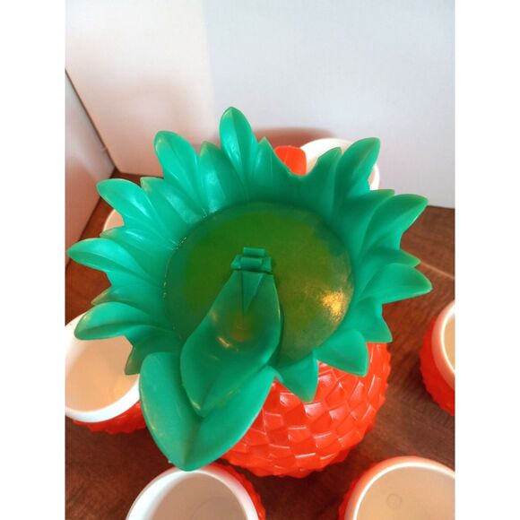 Vtg 7-Piece Minerware Pineapple Pitcher Set Blow Mold COMPLETE BUT WITH DAMAGE - Picture 4 of 8